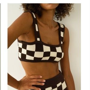 BELLE the label knit checkered top